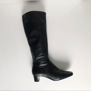 Vintage Black Leather Tall Boots